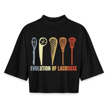 Evolution of Lacrosse - Boxy Women's Recycled 1/2 Sleeved T-Shirt by Stanley/Stella - black - Front - AI Model Female 172 light (172cm)
