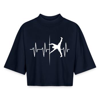 Human Flag Heartbeat Pulse Gymnastics Symbol Sport - Boxy Women's Recycled 1/2 Sleeved T-Shirt by Stanley/Stella - navy - Front - AI Model Female 172 light (172cm)