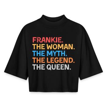 Frankie La Femme Le Mythe La Légende La Reine - T-shirt femme coupe boxy recyclé manches mi-longues Stanley/Stella - noir - Devant - AI Model Female 172 light (172cm)