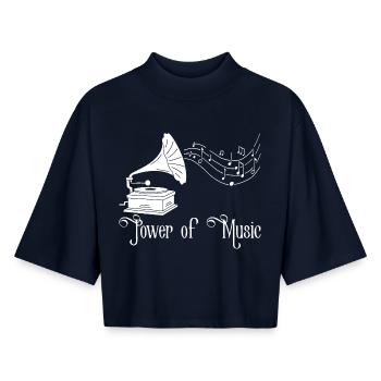 The Power of Vintage Music (White) - Boxy Women's Recycled 1/2 Sleeved T-Shirt by Stanley/Stella - navy - Front - AI Model Female 172 light (172cm)