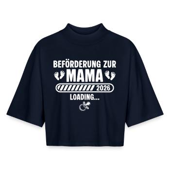 Mom 2026 pregnancy announce mother - Boxy Women's Recycled 1/2 Sleeved T-Shirt by Stanley/Stella - navy - Front - AI Model Female 172 light (172cm)