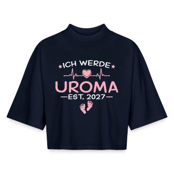 Ich werde Uroma 2027 - Ururenkelkind Ankündigung - Boxy Frauen Recyceltes 1/2 Sleeved T-Shirt by Stanley/Stella - Navy - Vorne - AI Model Female 172 light (172cm)