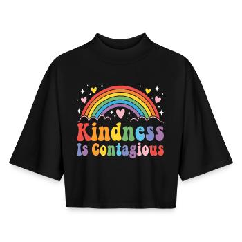 Kindness Emotional Learning Teacher SEL - T-shirt femme coupe boxy recyclé manches mi-longues Stanley/Stella - noir - Devant - AI Model Female 172 light (172cm)