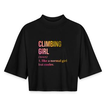 escalade - T-shirt femme coupe boxy recyclé manches mi-longues Stanley/Stella - noir - Devant - AI Model Female 172 light (172cm)