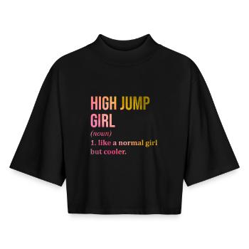 saut en hauteur - T-shirt femme coupe boxy recyclé manches mi-longues Stanley/Stella - noir - Devant - AI Model Female 172 light (172cm)