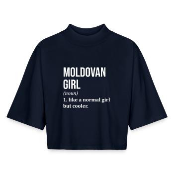 Republik Moldau - Boxy Frauen Recyceltes 1/2 Sleeved T-Shirt by Stanley/Stella - Navy - Vorne - AI Model Female 172 light (172cm)