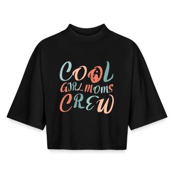 Cool Boy Moms Crew – Mom Life Design - Boxy Women's Recycled 1/2 Sleeved T-Shirt by Stanley/Stella - black - Front - AI Model Female 172 light (172cm)