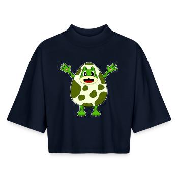 Oeuf de grenouille - T-shirt femme coupe boxy recyclé manches mi-longues Stanley/Stella - marine - Devant - AI Model Female 172 light (172cm)