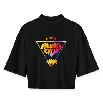 Mallorca Crew Palm Trees Color Flash - Boxy Women's Recycled 1/2 Sleeved T-Shirt by Stanley/Stella - black - Front - AI Model Female 172 light (172cm)