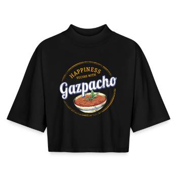 Gazpacho Suppe Retro Koch Vintage Gourmet Spanien - Boxy Frauen Recyceltes 1/2 Sleeved T-Shirt by Stanley/Stella - Schwarz - Vorne - AI Model Female 172 light (172cm)
