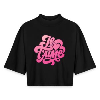 Je t'aime - I love you - Valentine's Day - Boxy Women's Recycled 1/2 Sleeved T-Shirt by Stanley/Stella - black - Front - AI Model Female 172 light (172cm)