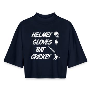 Helmet Gloves Bat Cricket - Boxy Frauen Recyceltes 1/2 Sleeved T-Shirt by Stanley/Stella - Navy - Vorne - AI Model Female 172 light (172cm)