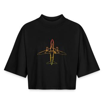 Avion - T-shirt femme coupe boxy recyclé manches mi-longues Stanley/Stella - noir - Devant - AI Model Female 172 light (172cm)
