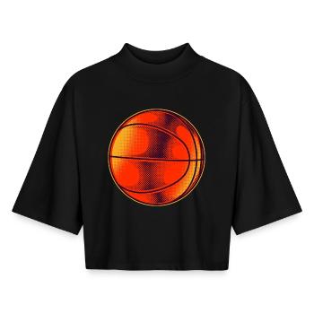 Vintage Basketball - T-shirt femme coupe boxy recyclé manches mi-longues Stanley/Stella - noir - Devant - AI Model Female 172 light (172cm)