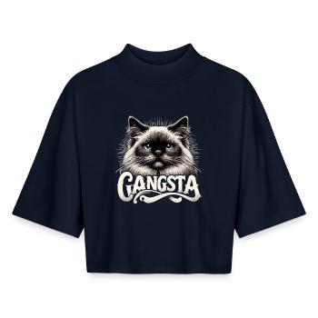 Sacred Birman Cat Birman Cat Gangsta Gift - Boxy Women's Recycled 1/2 Sleeved T-Shirt by Stanley/Stella - navy - Front - AI Model Female 172 light (172cm)
