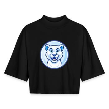 Cougar Blue Kawaii Cartoon Character Clipart Pet - Boxy Women's Recycled 1/2 Sleeved T-Shirt by Stanley/Stella - black - Front - AI Model Female 172 light (172cm)