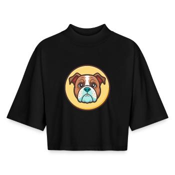 Alapaha Blue Blood Bulldog Dog Breed Funny Cartoon - Boxy Women's Recycled 1/2 Sleeved T-Shirt by Stanley/Stella - black - Front - AI Model Female 172 light (172cm)