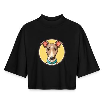 Rampur Greyhound Dog Breed Cartoon Kawaii Clipart - Boxy Women's Recycled 1/2 Sleeved T-Shirt by Stanley/Stella - black - Front - AI Model Female 172 light (172cm)