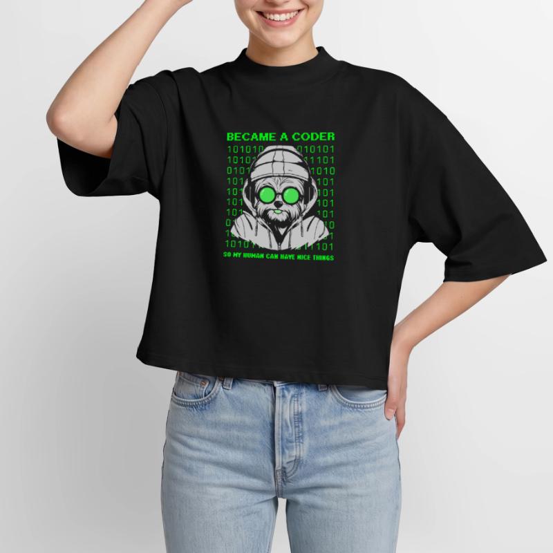 Became a Coder – Cyber Dog Binary Boxy Women's Recycled 1/2 Sleeved T-Shirt by Stanley/Stella
