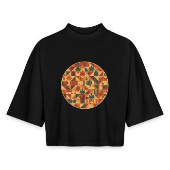 Autumn Vibes - Boxy Frauen Recyceltes 1/2 Sleeved T-Shirt by Stanley/Stella - Schwarz - Vorne - AI Model Female 172 light (172cm)