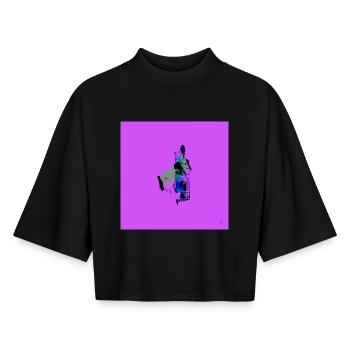 TEXTURA_DE_COLOR_#21 - Boxy Women's Recycled 1/2 Sleeved T-Shirt by Stanley/Stella - black - Front - AI Model Female 172 light (172cm)