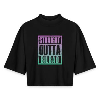 Straight outta Bilbao - Boxy Women's Recycled 1/2 Sleeved T-Shirt by Stanley/Stella - black - Front - AI Model Female 172 light (172cm)