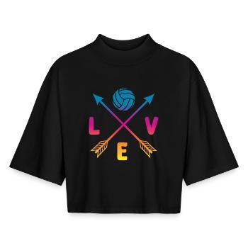 Volleyball Love - Boxy Frauen Recyceltes 1/2 Sleeved T-Shirt by Stanley/Stella - Schwarz - Vorne - AI Model Female 172 light (172cm)