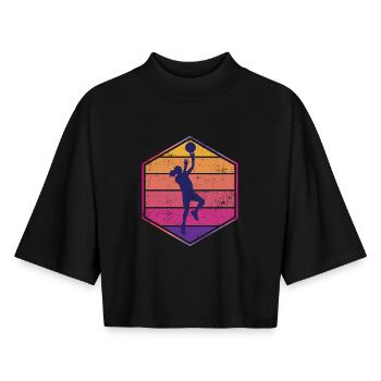 Basketteur - T-shirt femme coupe boxy recyclé manches mi-longues Stanley/Stella - noir - Devant - AI Model Female 172 light (172cm)