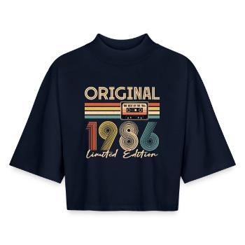 40th birthday, 40 years, original 1986 - Boxy Women's Recycled 1/2 Sleeved T-Shirt by Stanley/Stella - navy - Front - AI Model Female 172 light (172cm)