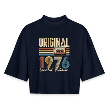 50th Birthday, 50 Years, Original 1976 - Boxy Women's Recycled 1/2 Sleeved T-Shirt by Stanley/Stella - navy - Front - AI Model Female 172 light (172cm)
