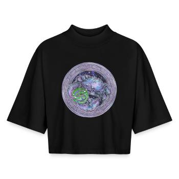 Zodiac Sign Sternzeichen Krebs Cancer Geschenk - Boxy Frauen Recyceltes 1/2 Sleeved T-Shirt by Stanley/Stella - Schwarz - Vorne - AI Model Female 172 light (172cm)