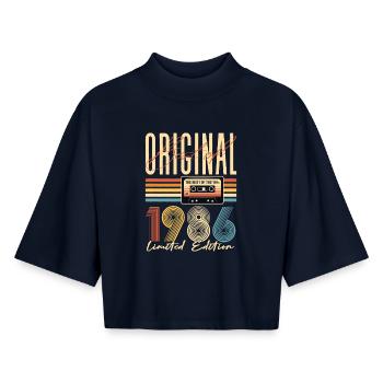 40th birthday, 40 years, original 1986 - Boxy Women's Recycled 1/2 Sleeved T-Shirt by Stanley/Stella - navy - Front - AI Model Female 172 light (172cm)