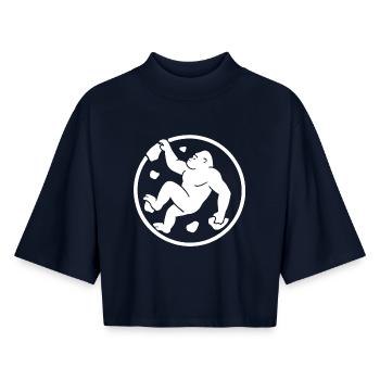 Gorilla Bouldering: Minimalist Badge Logo - Boxy Women's Recycled 1/2 Sleeved T-Shirt by Stanley/Stella - navy - Front - AI Model Female 172 light (172cm)