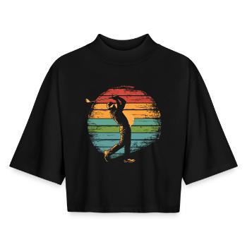 Vintage Golfer - Boxy Frauen Recyceltes 1/2 Sleeved T-Shirt by Stanley/Stella - Schwarz - Vorne - AI Model Female 172 light (172cm)