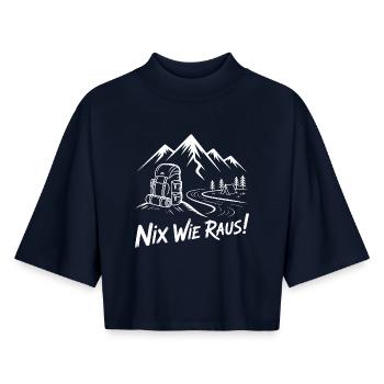 Let's get out mountain hiking adventure - Boxy Women's Recycled 1/2 Sleeved T-Shirt by Stanley/Stella - navy - Front - AI Model Female 172 light (172cm)