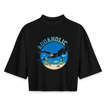 Taucher Tauchen - Boxy Frauen Recyceltes 1/2 Sleeved T-Shirt by Stanley/Stella - Schwarz - Vorne - AI Model Female 172 light (172cm)
