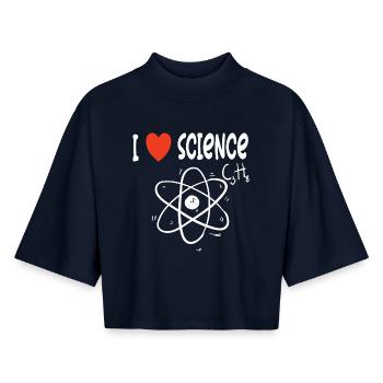 Ich liebe Wissenschaft - Boxy Frauen Recyceltes 1/2 Sleeved T-Shirt by Stanley/Stella - Navy - Vorne - AI Model Female 172 light (172cm)