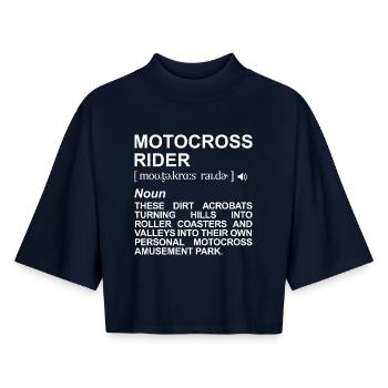 Motocross rider definition - Boxy Women's Recycled 1/2 Sleeved T-Shirt by Stanley/Stella - navy - Front - AI Model Female 172 light (172cm)