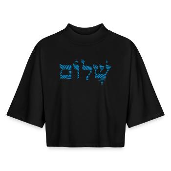 Shalom - T-shirt femme coupe boxy recyclé manches mi-longues Stanley/Stella - noir - Devant - AI Model Female 172 light (172cm)