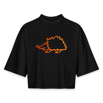 Hérisson - T-shirt femme coupe boxy recyclé manches mi-longues Stanley/Stella - noir - Devant - AI Model Female 172 light (172cm)