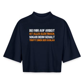 BEI MIR AUF ARBEIT - Boxy Frauen Recyceltes 1/2 Sleeved T-Shirt by Stanley/Stella - Navy - Vorne - AI Model Female 172 light (172cm)
