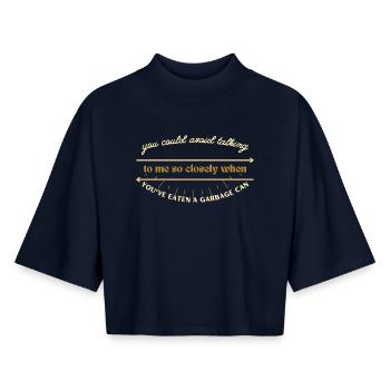 Mülltonnen-Witz Flüstern - Boxy Frauen Recyceltes 1/2 Sleeved T-Shirt by Stanley/Stella - Navy - Vorne - AI Model Female 172 light (172cm)