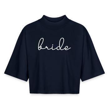 Braut passende Verlobung Brautdusche Hochzeit - Boxy Frauen Recyceltes 1/2 Sleeved T-Shirt by Stanley/Stella - Navy - Vorne - AI Model Female 172 light (172cm)