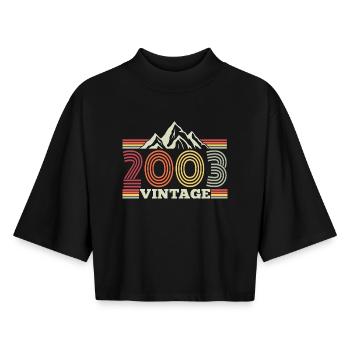 2003 Birthday Hiking Mountain - Boxy Women's Recycled 1/2 Sleeved T-Shirt by Stanley/Stella - black - Front - AI Model Female 172 light (172cm)