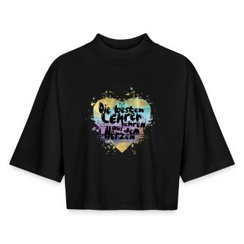 Die besten Lehrer aus dem Herzen - Boxy Frauen Recyceltes 1/2 Sleeved T-Shirt by Stanley/Stella - Schwarz - Vorne - AI Model Female 172 light (172cm)