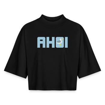 Ahoi Möwe hellblau Küste maritim Meer Schiff Hanse - Boxy Frauen Recyceltes 1/2 Sleeved T-Shirt by Stanley/Stella - Schwarz - Vorne - AI Model Female 172 light (172cm)
