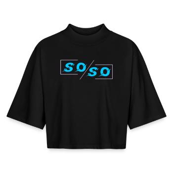 Soso - Boxy Women's Recycled 1/2 Sleeved T-Shirt by Stanley/Stella - black - Front - AI Model Female 172 light (172cm)