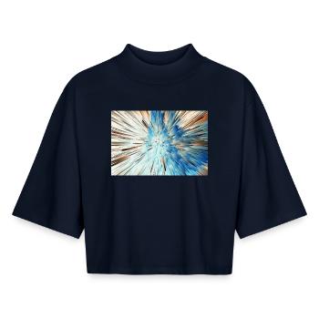 Radiale Blaue Explosion - Boxy Frauen Recyceltes 1/2 Sleeved T-Shirt by Stanley/Stella - Navy - Vorne - AI Model Female 172 light (172cm)
