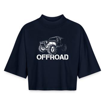 offroad Gelände 4x4 Berge Autos Symbol Grafik icon - Boxy Frauen Recyceltes 1/2 Sleeved T-Shirt by Stanley/Stella - Navy - Vorne - AI Model Female 172 light (172cm)