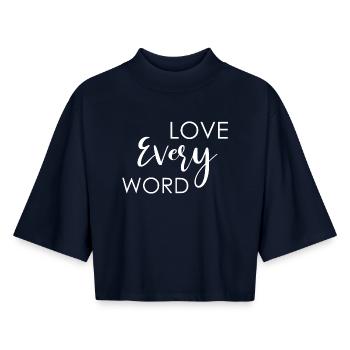 Love Every Word  - Boxy Frauen Recyceltes 1/2 Sleeved T-Shirt by Stanley/Stella - Navy - Vorne - AI Model Female 172 light (172cm)